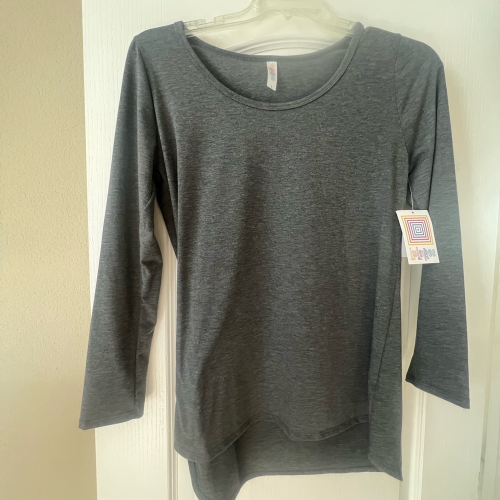 LulaRoe Lynnae Gray Long Sleeve Top (L)